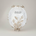 Imperial Fabergé-Inspired Crystal Egg Tissue Box with Botanical Metal Relief — Silver