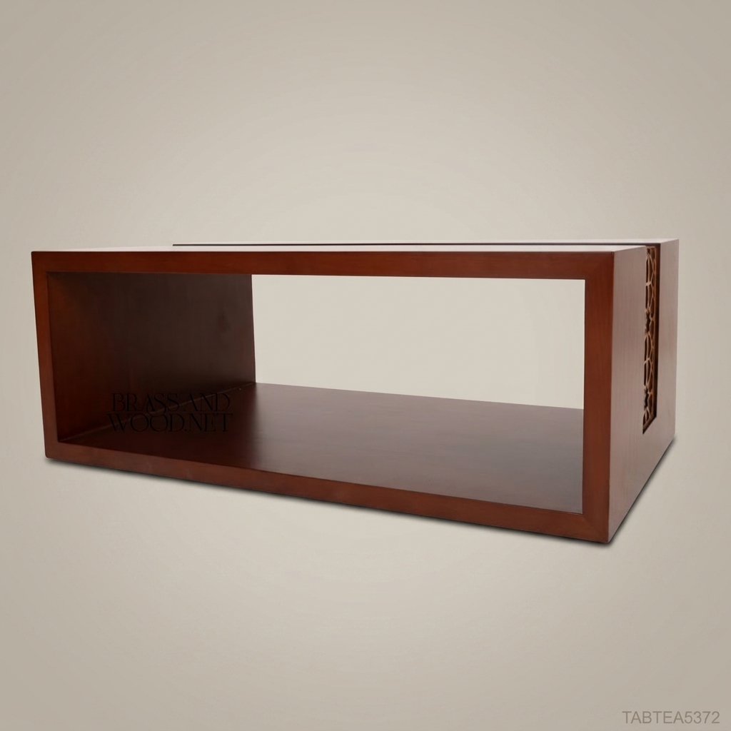 Islamic Arabesque Coffee Table | Solid Wood with Carved Mashrabiya Inlay
