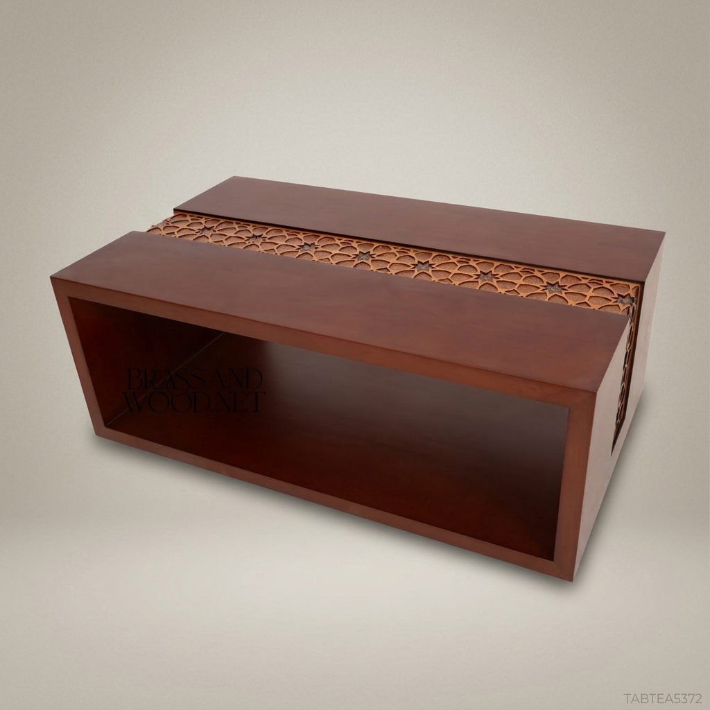 Islamic Arabesque Coffee Table | Solid Wood with Carved Mashrabiya Inlay