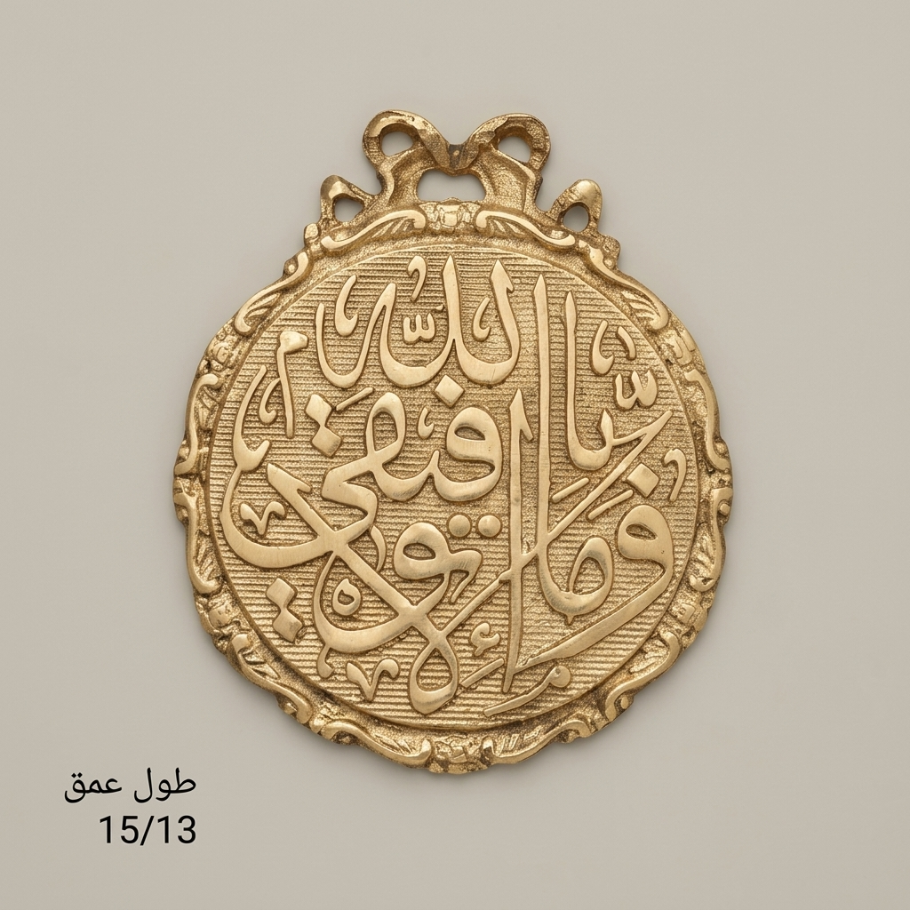 Islamic Calligraphy Medallion Wall Plate - Blue Enamel & Gilt Frame with Bow Crest — Antique Gold