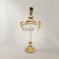 Classical Urn Table Lamp Base - Crackled Glass Body with Ornate Brass Handles & Pedestal - Antique