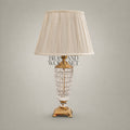 Classical Crystal & Brass Table Lamp - Urn Body with Ornate Square Base — Gold