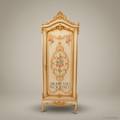 Louis XV Abaya Armoire – Ivory Lacquer & Gold Leaf Hand-Painted Floral