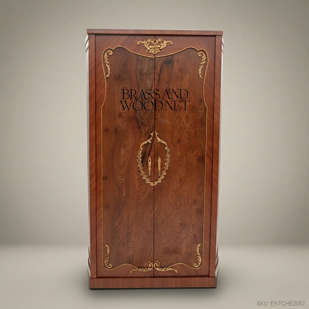 Louis XV Abaya Wardrobe | Solid Walnut & Antique Brass Rococo Armoire