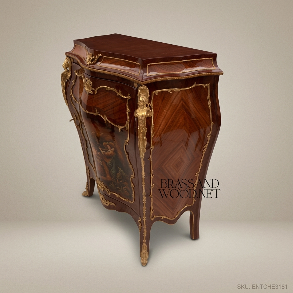 Louis XV Bombe Commode – Hand-Painted Pastoral Scene & Ormolu Mounts