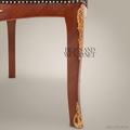 Louis XV Burgundy Leather Office Armchair with Gold Brass Ormolu Accents