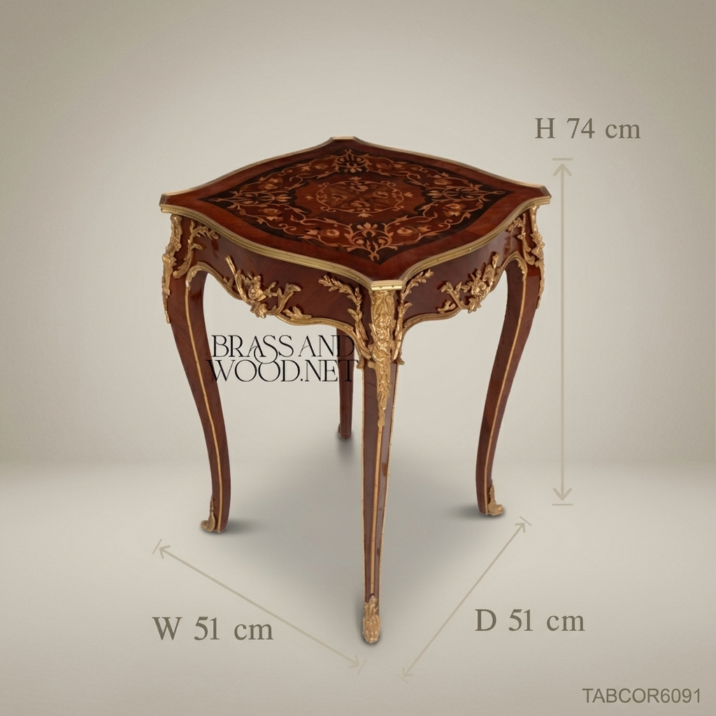 Louis XV Corner Table – Marquetry Top & Gilt Bronze Mounts