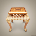 Louis XV Corner Table – Marquetry Top & Gold Leaf Carved Apron