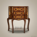 Louis XV Demilune Marquetry Commode – Rosewood & Brass Inlay
