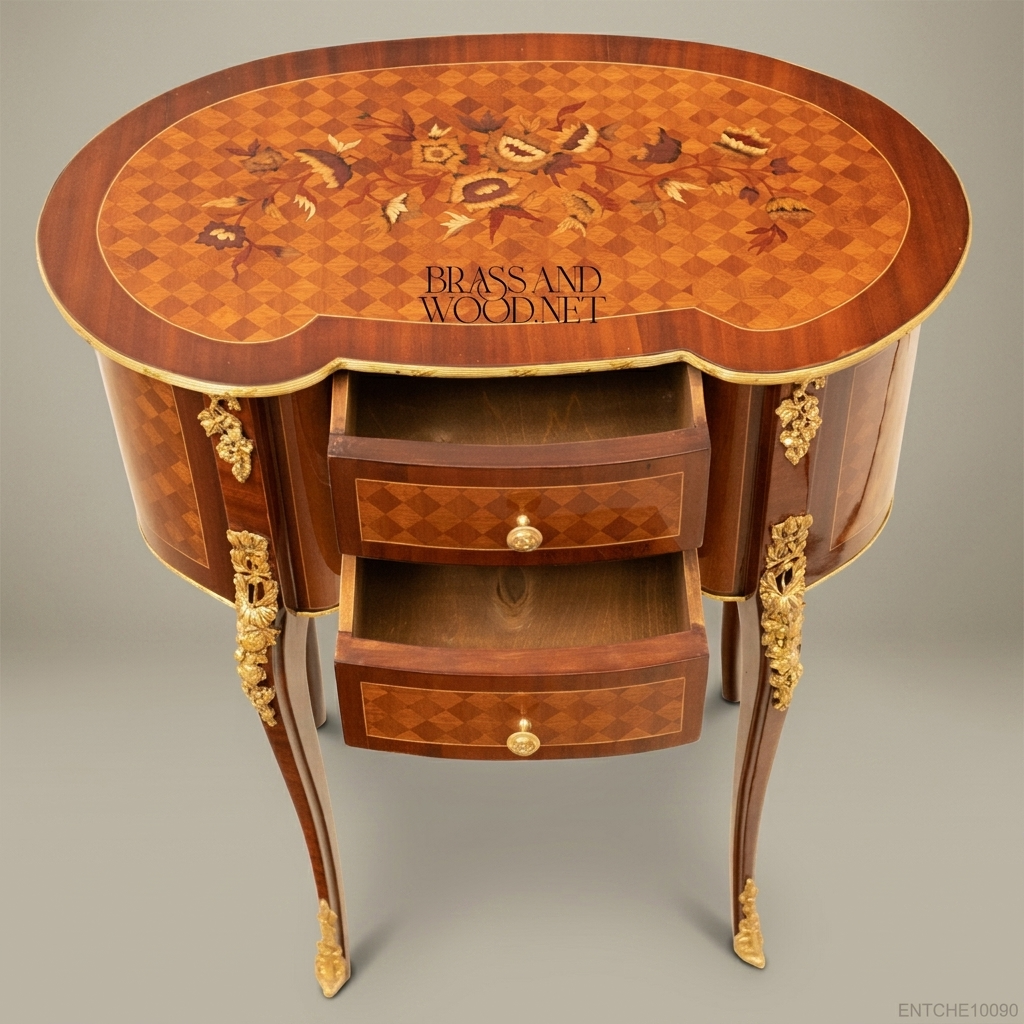 Louis XV Kidney-Shaped Side Table – Marquetry Top & Gilt Bronze Mounts