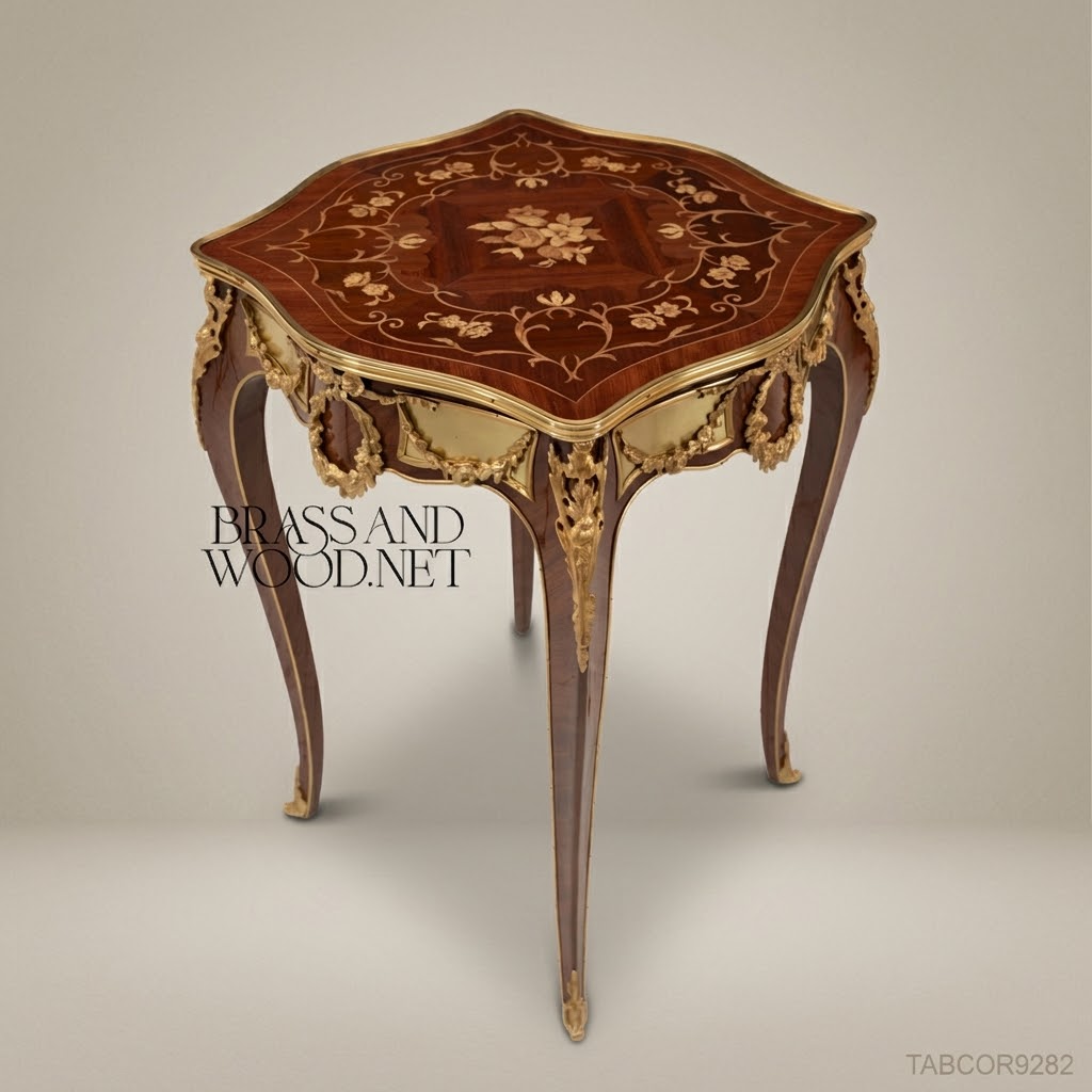 Louis XV Marquetry Corner Table with Gilded Bronze Mounts