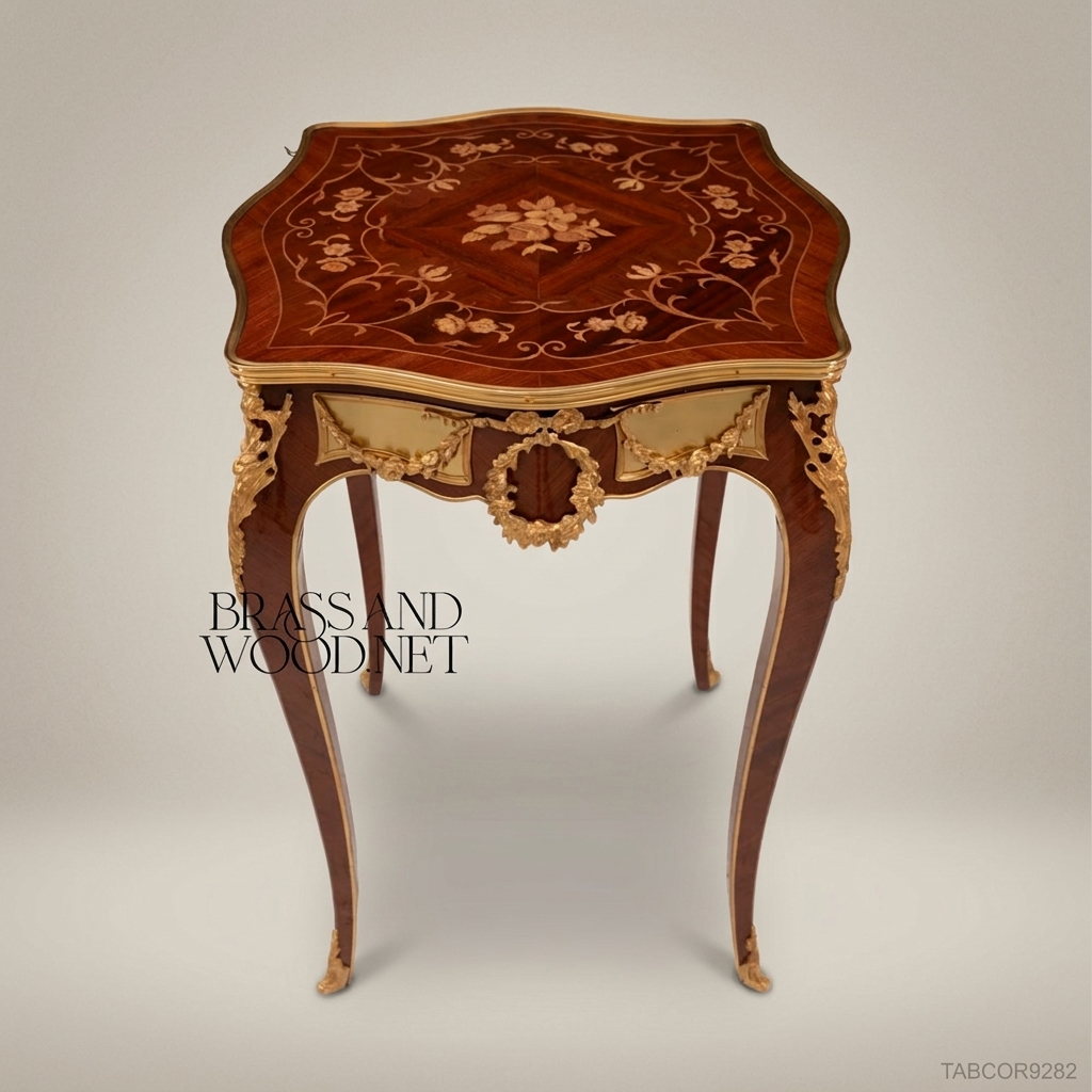 Louis XV Marquetry Corner Table with Gilded Bronze Mounts