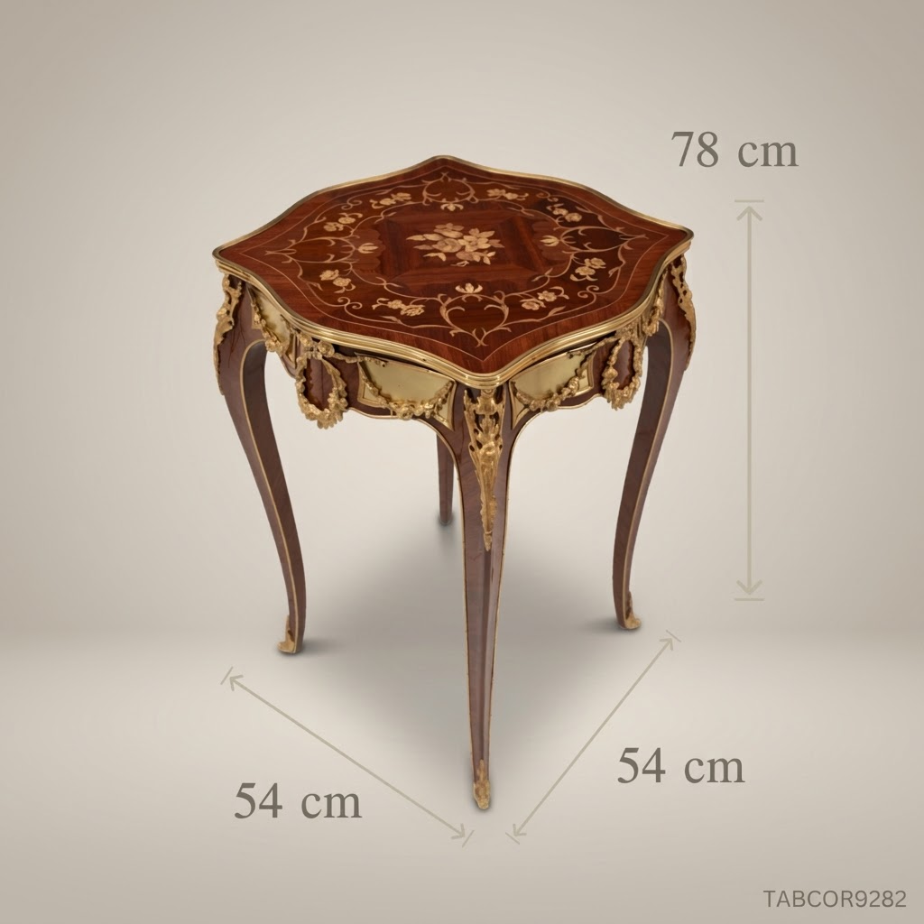 Louis XV Marquetry Corner Table with Gilded Bronze Mounts
