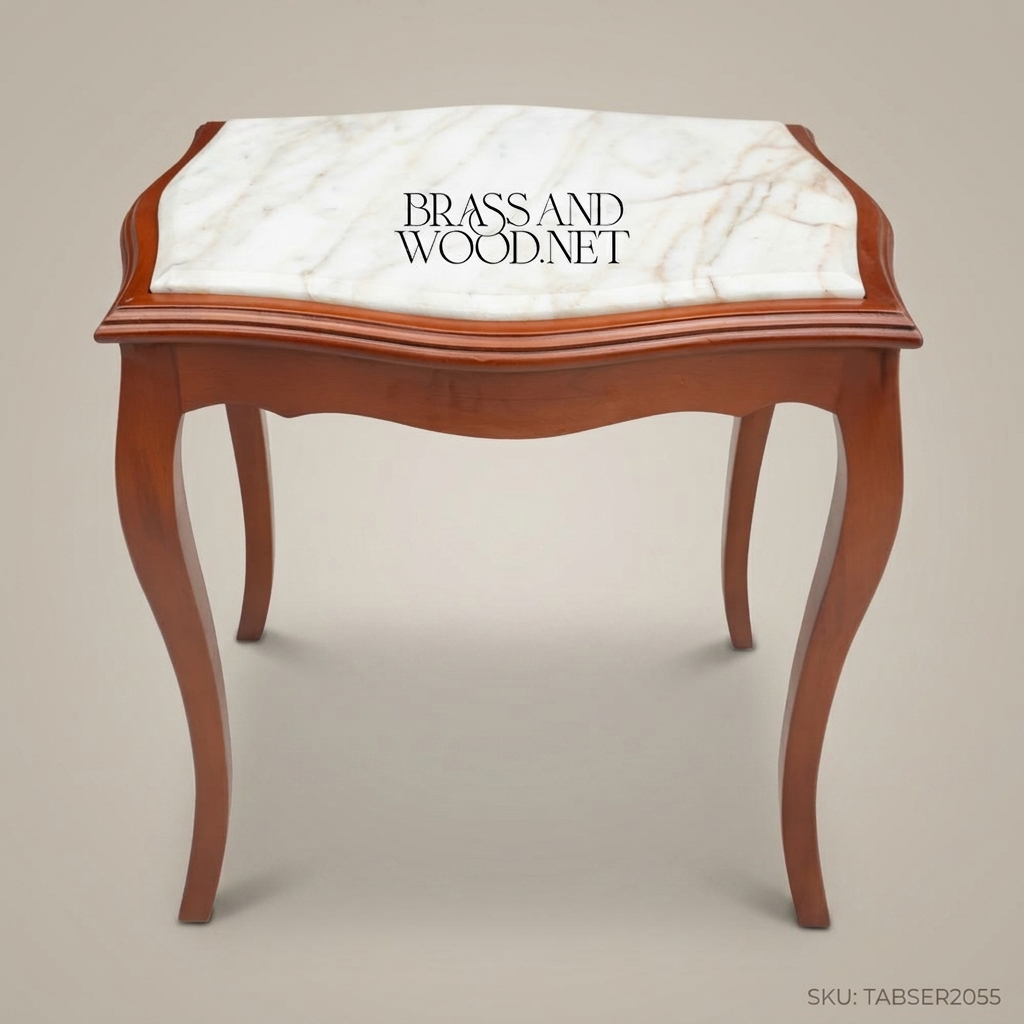 Louis XV Nesting Service Tables – Marble Top & Walnut Wood