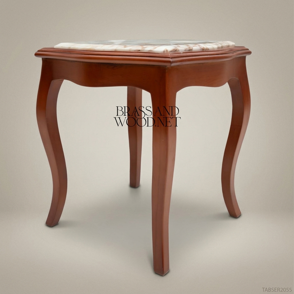 Louis XV Nesting Service Tables – Marble Top & Walnut Wood