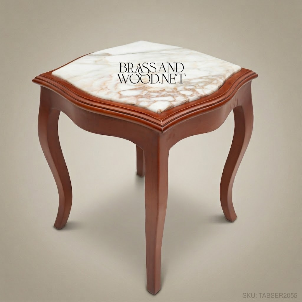 Louis XV Nesting Service Tables – Marble Top & Walnut Wood
