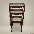 Louis XV Nesting Side Tables | Carved Wood & Brass Ormolu | Set of 3