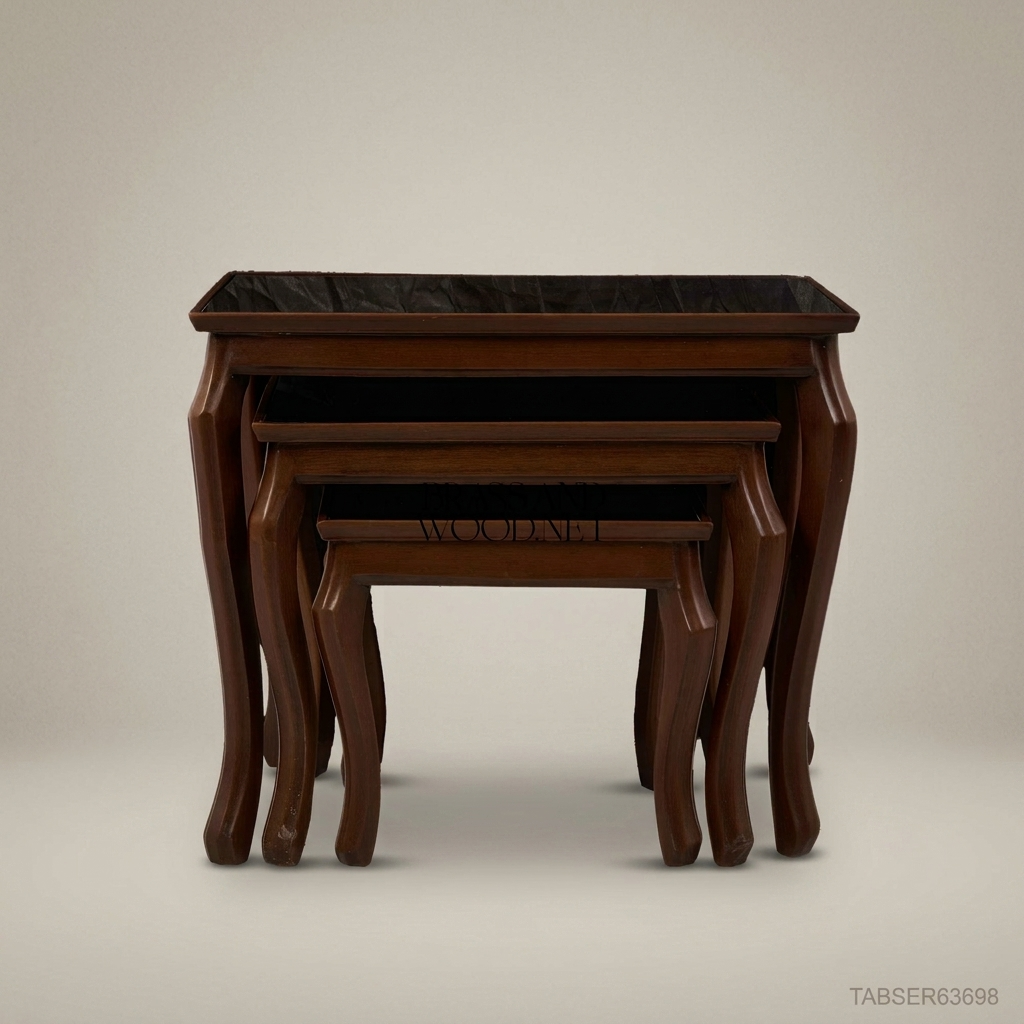 Louis XV Nesting Tables Set – Marquetry Inlaid Walnut
