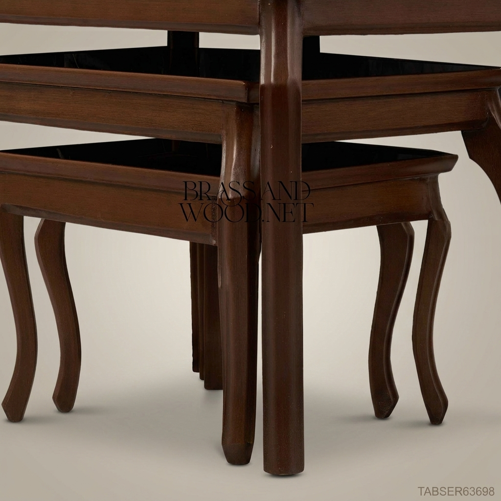 Louis XV Nesting Tables Set – Marquetry Inlaid Walnut