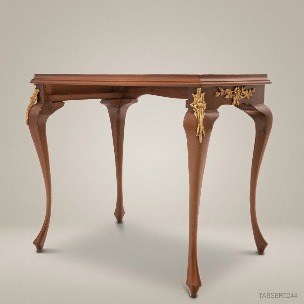Louis XV Nesting Tables Set – Carved Walnut & Antique Brass Ornaments