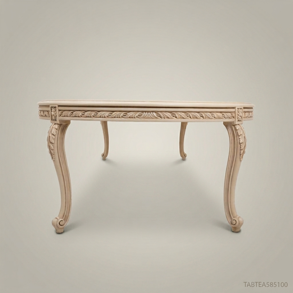 Louis XV Oval Coffee Table – Hand-Painted Ivory Lacquer