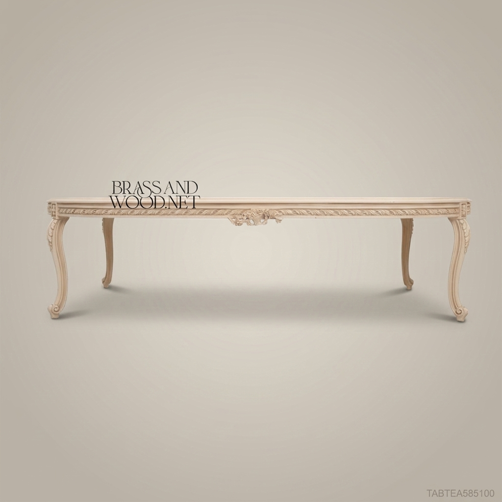 Louis XV Oval Coffee Table – Hand-Painted Ivory Lacquer