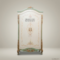 Louis XV Rococo Abaya Armoire – Hand-Painted Ivory & Sage with Gold Leaf