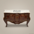 Louis XV Rococo Bombe Commode with Gilt Brass Ormolu & White Marble Top
