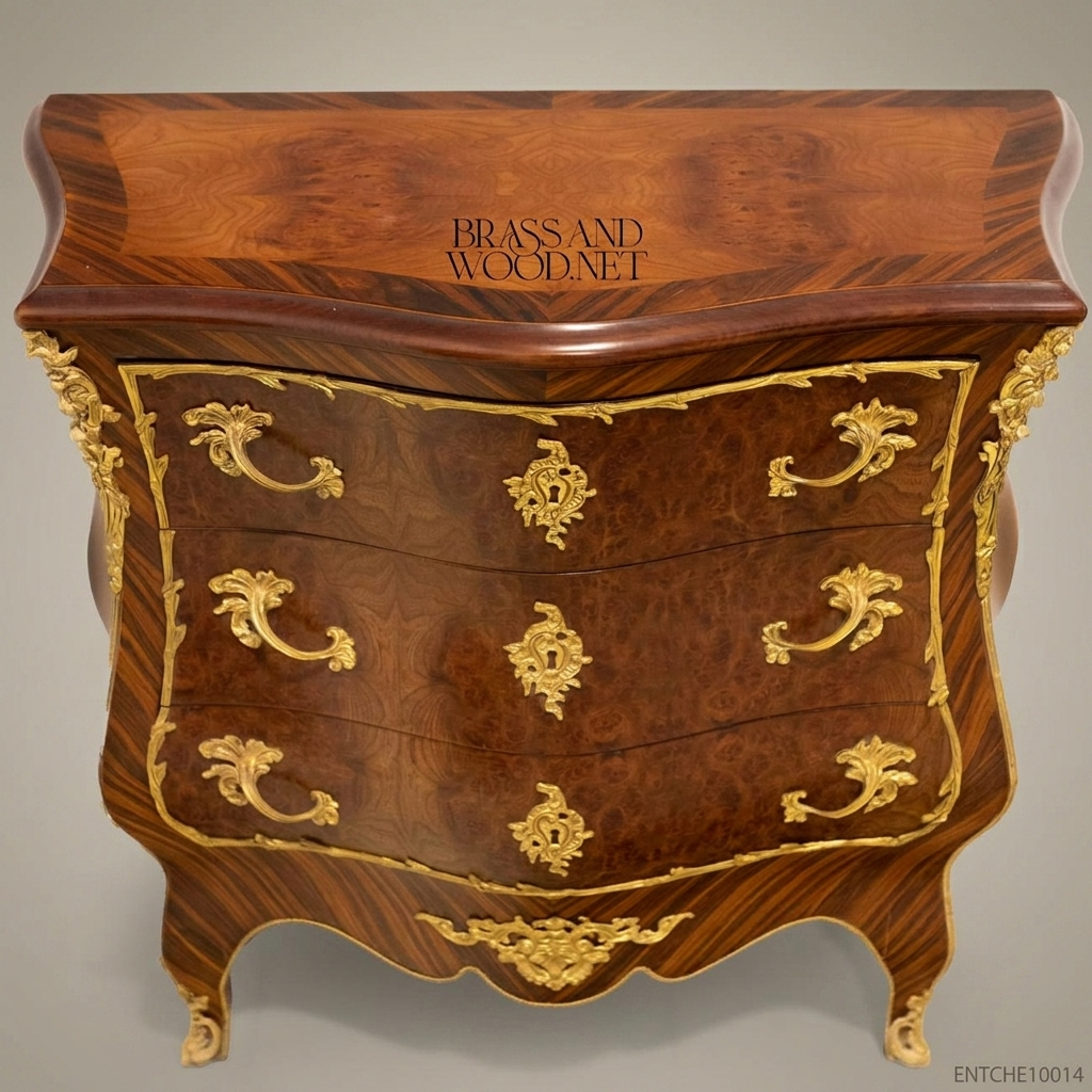 Louis XV Rococo Bombe Commode with Ormolu Mounts & Burl Walnut Veneer