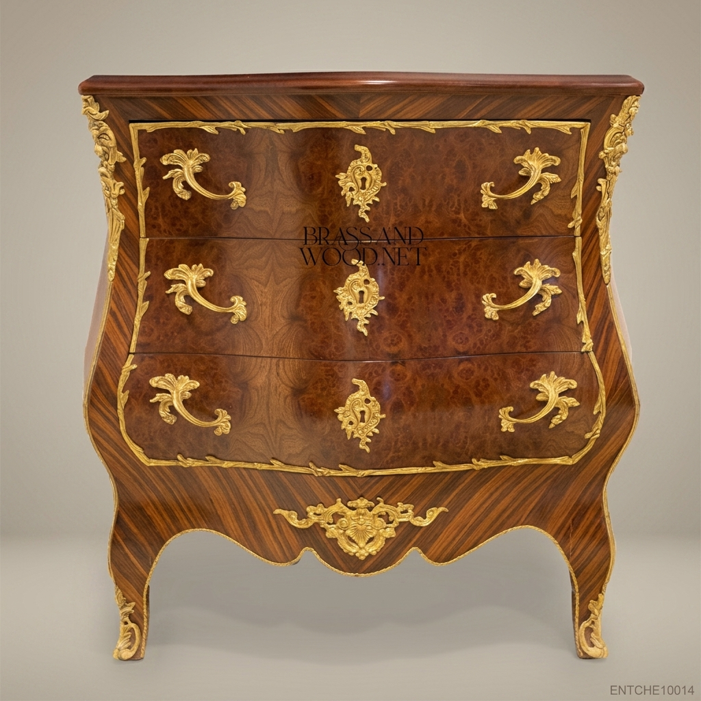 Louis XV Rococo Bombe Commode with Ormolu Mounts & Burl Walnut Veneer