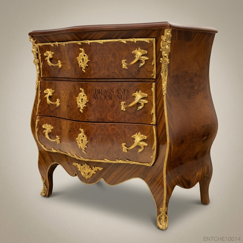 Louis XV Rococo Bombe Commode with Ormolu Mounts & Burl Walnut Veneer