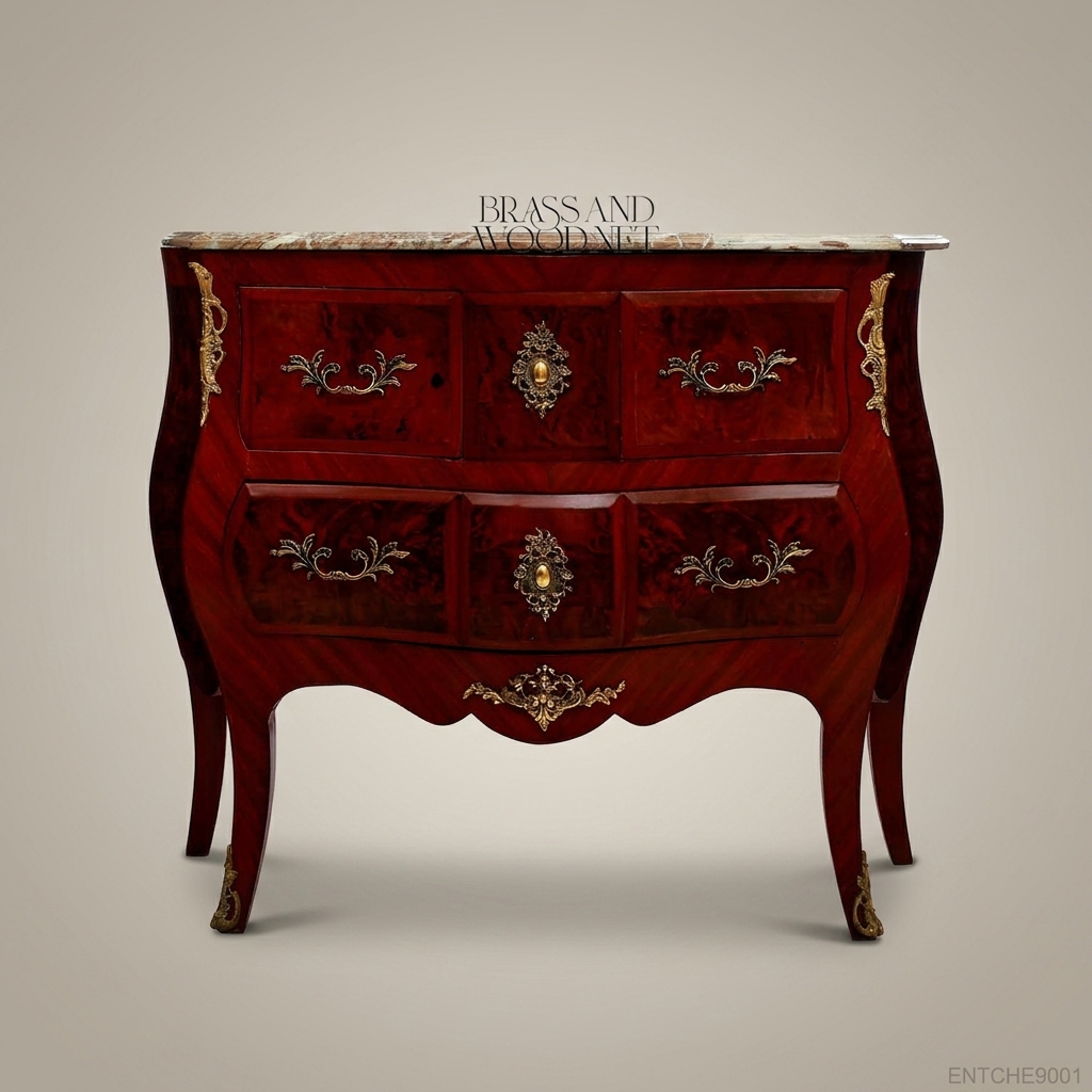 Louis XV Bombe Commode in Kingwood with Marble Top & Ormolu Mounts
