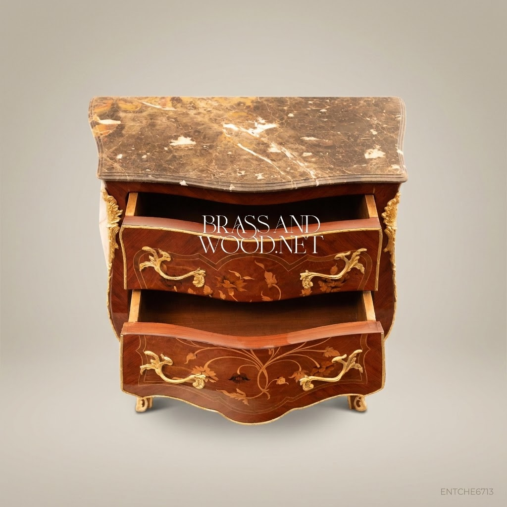 Louis XV Bombe Commode with Marquetry & Ormolu Mounts