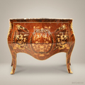 Louis XV Bombe Commode with Marquetry Inlay & Marble Top