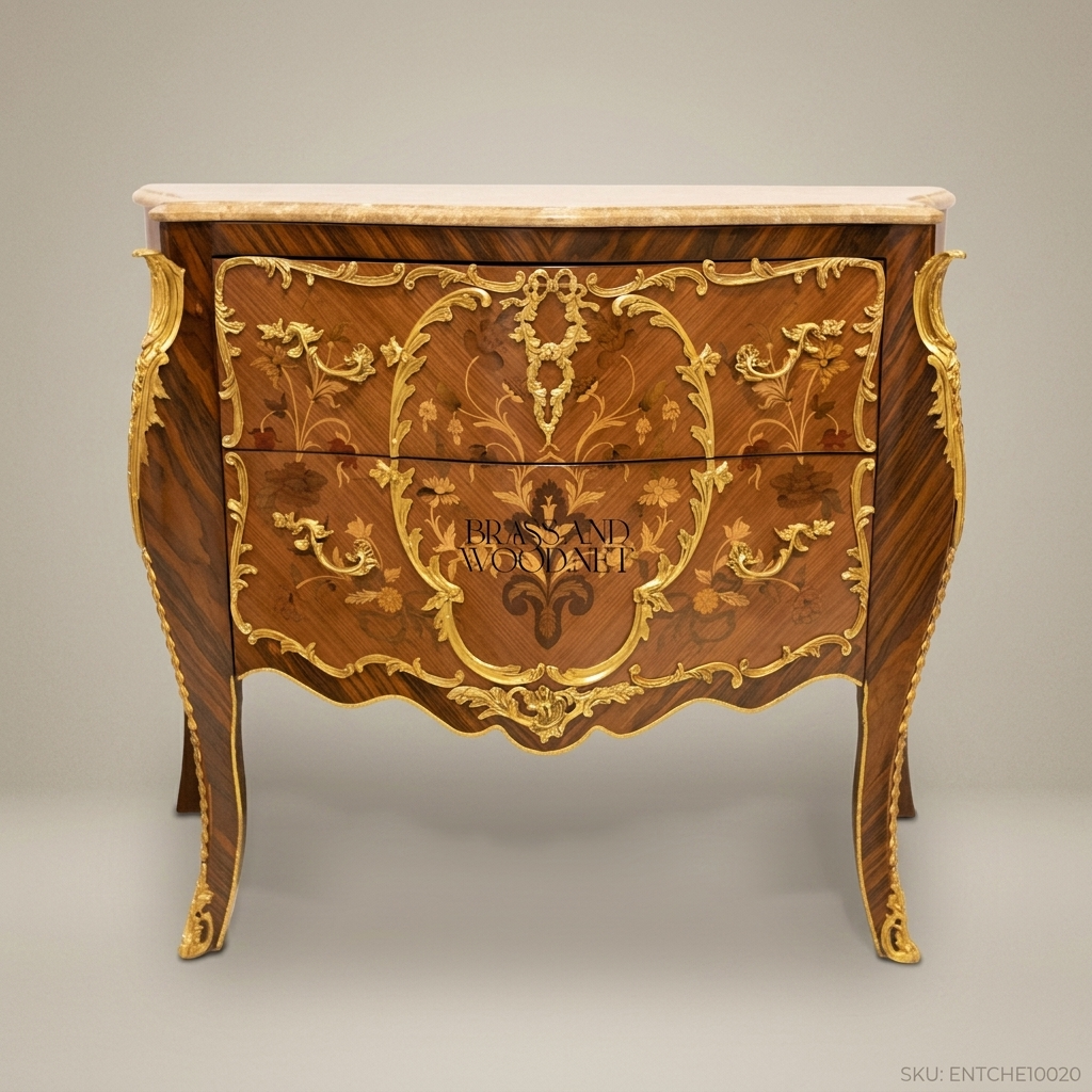 Louis XV Rococo Bombe Commode with Marquetry & Ormolu Mounts