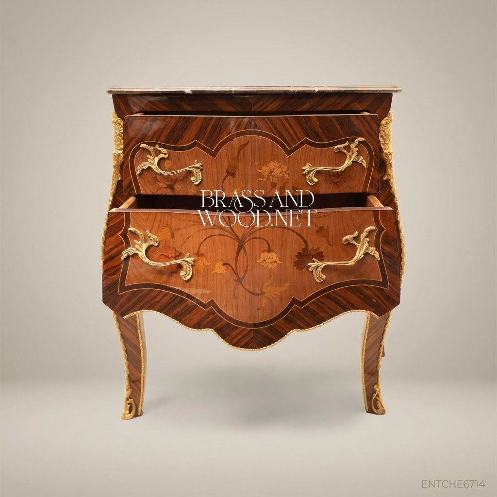 Louis XV Bombe Commode with Marquetry & Gilt Bronze Mounts
