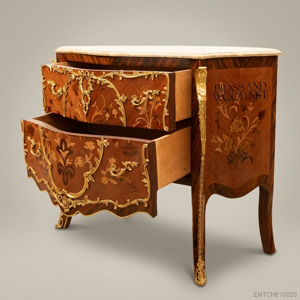 Louis XV Rococo Bombe Commode with Marquetry & Ormolu Mounts