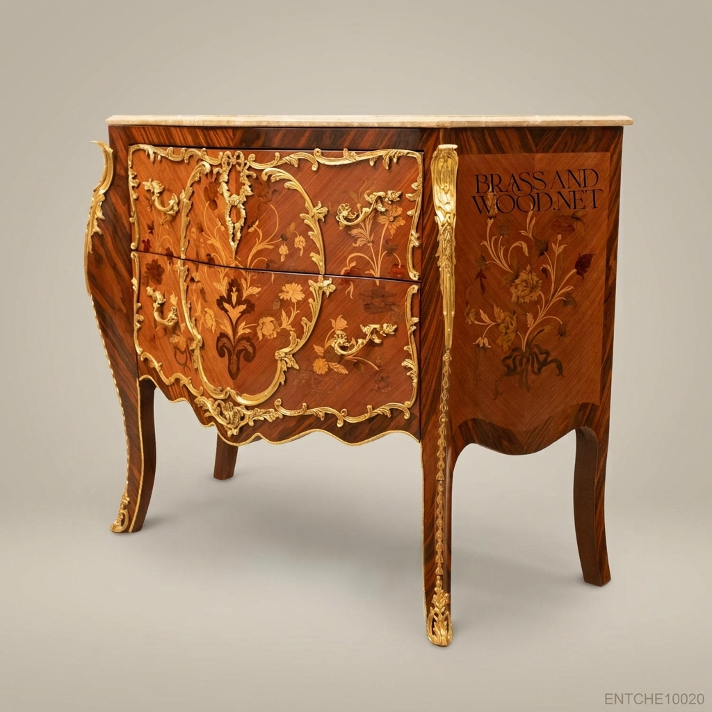 Louis XV Rococo Bombe Commode with Marquetry & Ormolu Mounts