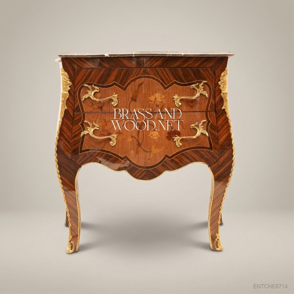 Louis XV Bombe Commode with Marquetry & Gilt Bronze Mounts