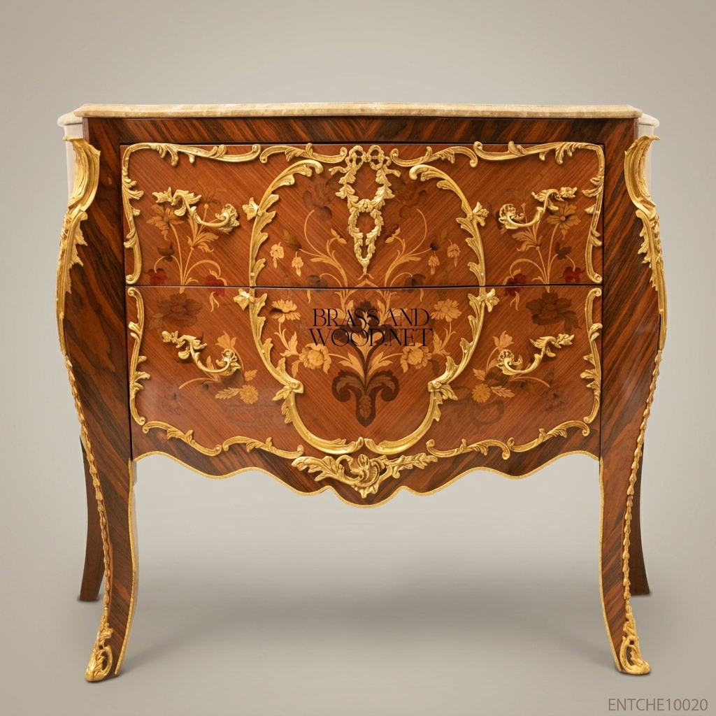 Louis XV Rococo Bombe Commode with Marquetry & Ormolu Mounts