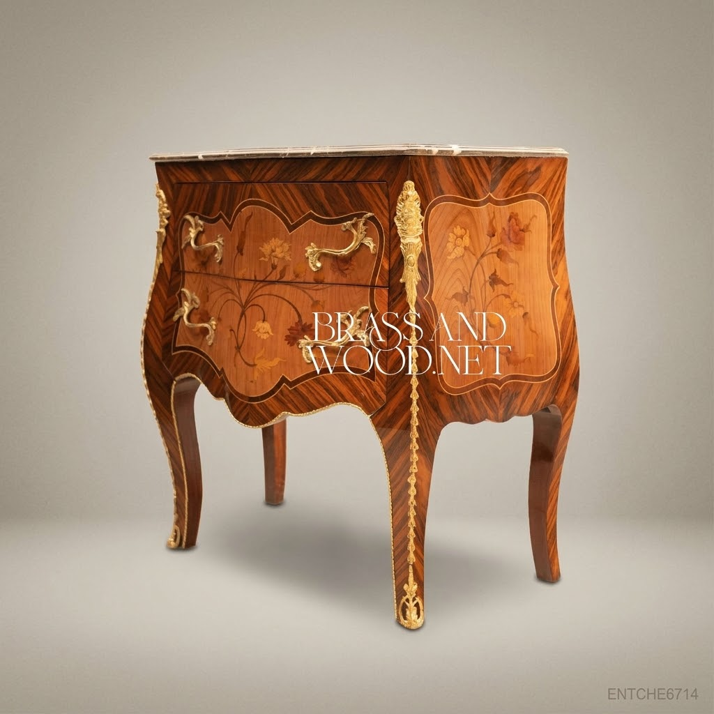 Louis XV Bombe Commode with Marquetry & Gilt Bronze Mounts