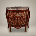 Louis XV Bombe Commode with Marquetry Inlay & Marble Top