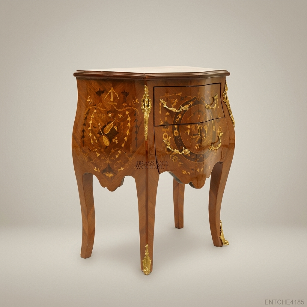 Louis XV Rococo Bombe Commode with Marquetry & Gilt Bronze Mounts