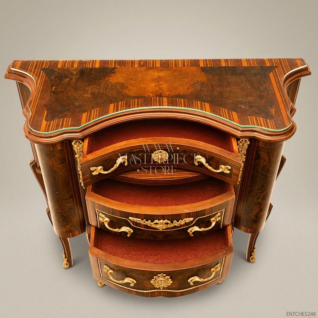 Louis XV Rococo Serpentine Commode with Ormolu Mounts & Marquetry