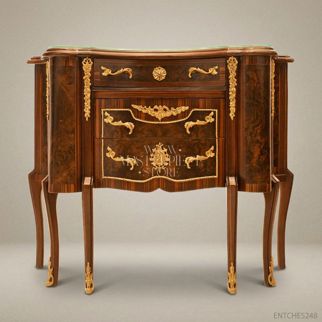 Louis XV Rococo Serpentine Commode with Ormolu Mounts & Marquetry