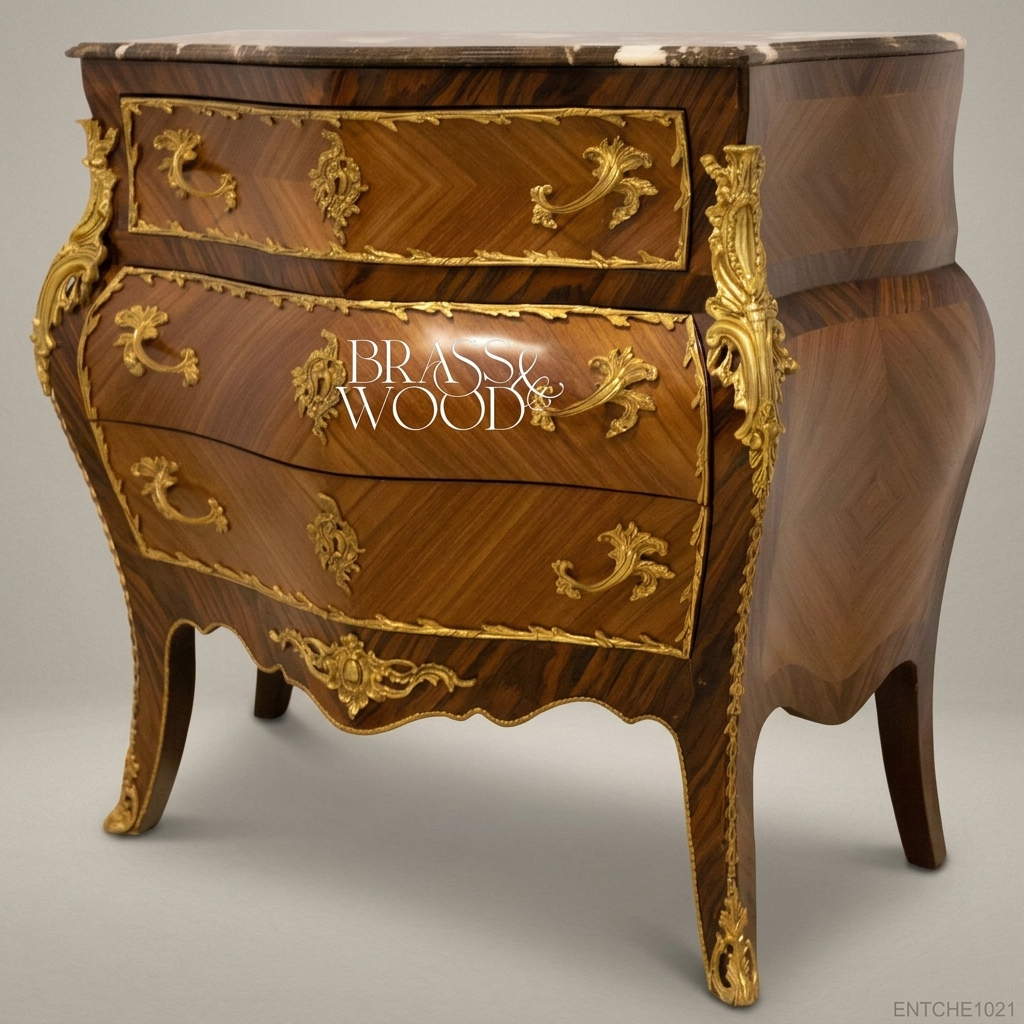 Louis XV Bombe Commode with Ormolu Mounts & Marble Top