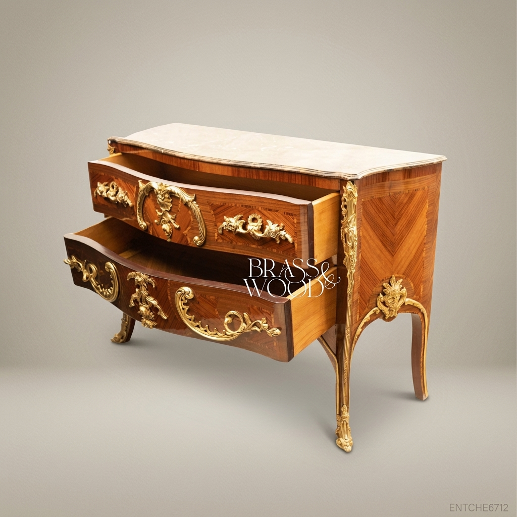 Louis XV Rococo Bombe Commode with Ormolu Mounts & Marble Top
