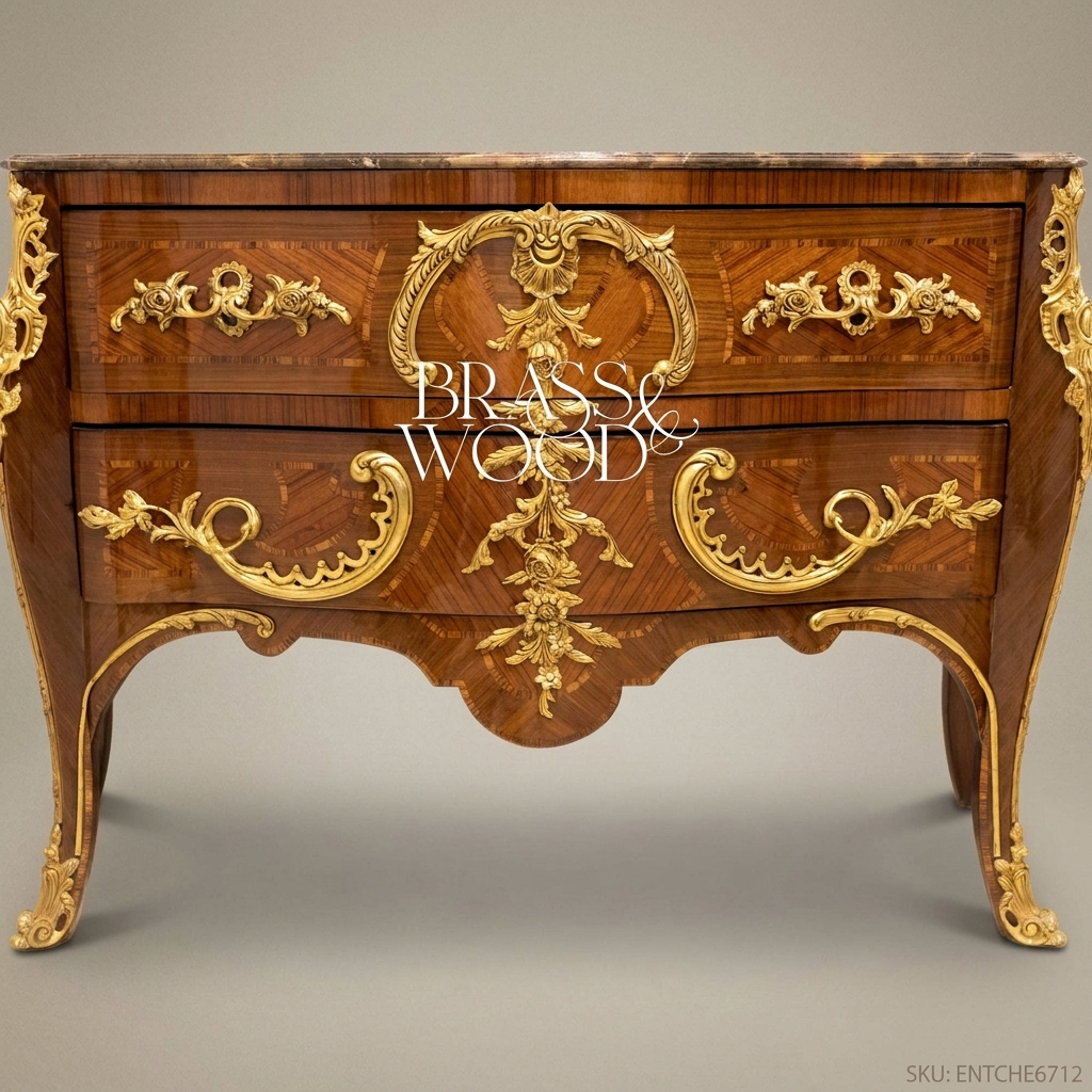 Louis XV Rococo Bombe Commode with Ormolu Mounts & Marble Top