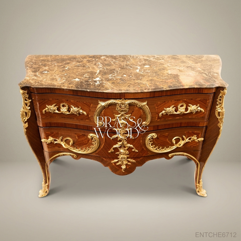 Louis XV Rococo Bombe Commode with Ormolu Mounts & Marble Top