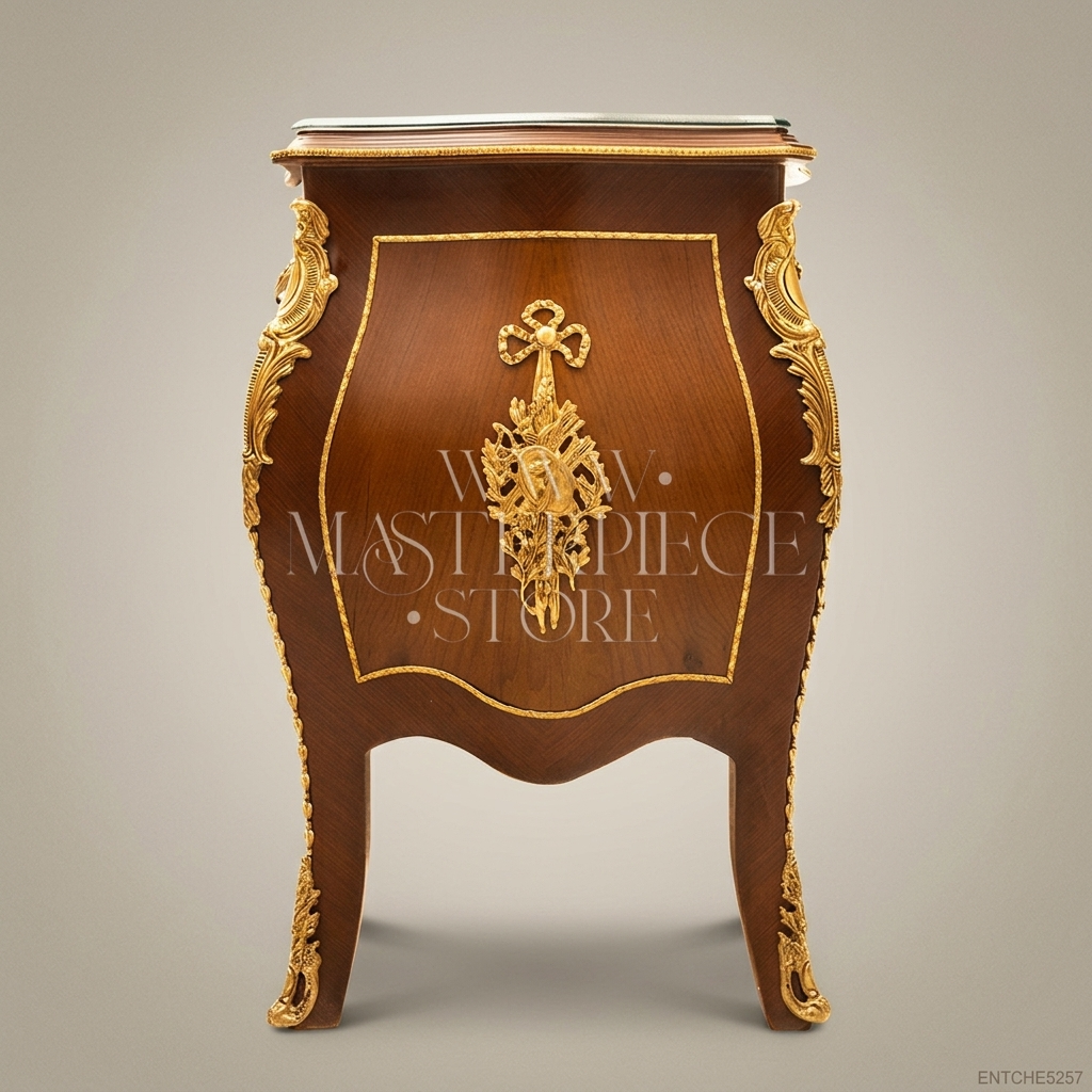 Louis XV Bombe Commode with Gilt Brass Mounts & Walnut Marquetry
